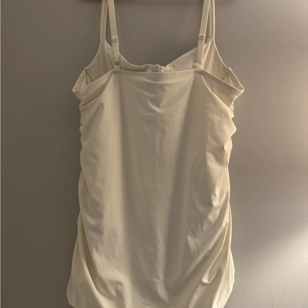 Skims White sculpting swim suit ruched one piece swimsuit